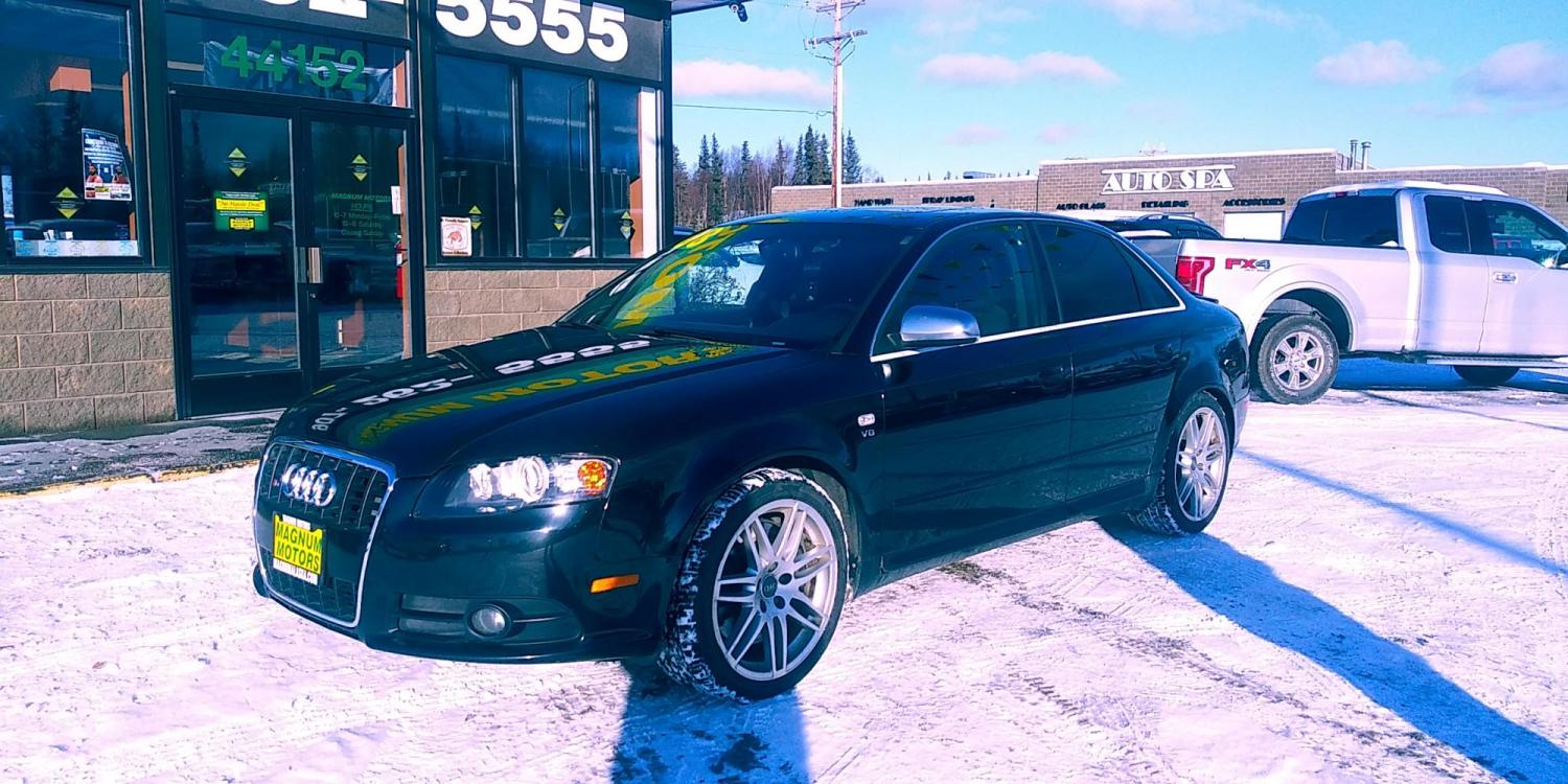 2008 Black Audi S4 Sport Sedan (WAUGL78E38A) with an 4.2L V8 DOHC 40V engine, 6-Speed Manual transmission, located at 44152 Sterling Highway, Soldotna, 99669, (907) 262-5555, 60.484917, -151.062408 - Photo #0