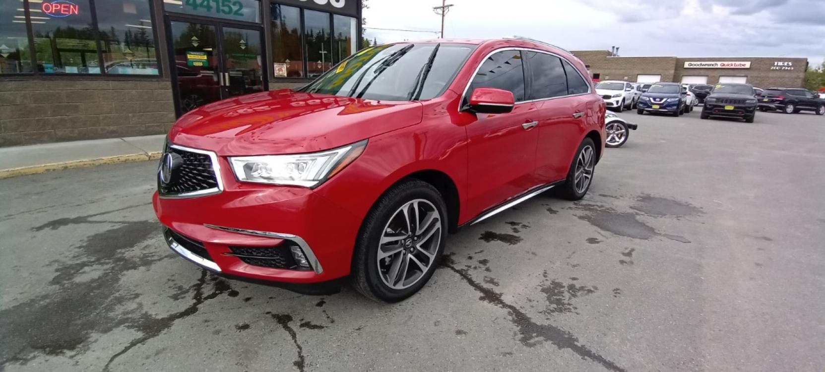 2018 Red Acura MDX 9-Spd AT SH-AWD w/Advance Package (5J8YD4H89JL) with an 3.5L V6 SOHC 24V engine, 9A transmission, located at 1960 Industrial Drive, Wasilla, 99654, (907) 376-5555, 61.573475, -149.400146 - Photo #0