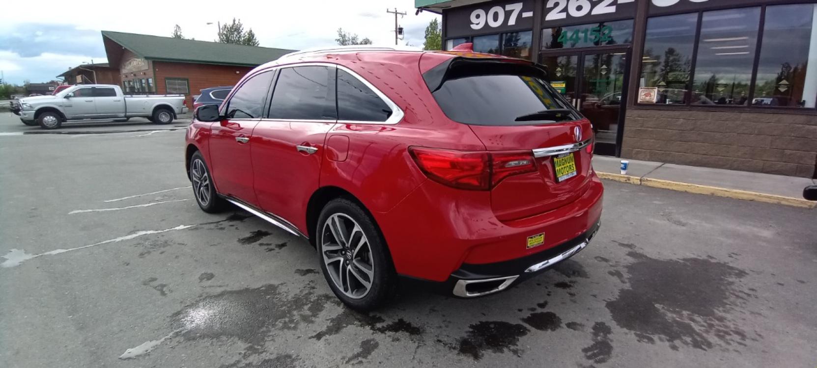 2018 Red Acura MDX 9-Spd AT SH-AWD w/Advance Package (5J8YD4H89JL) with an 3.5L V6 SOHC 24V engine, 9A transmission, located at 1960 Industrial Drive, Wasilla, 99654, (907) 376-5555, 61.573475, -149.400146 - Photo #3