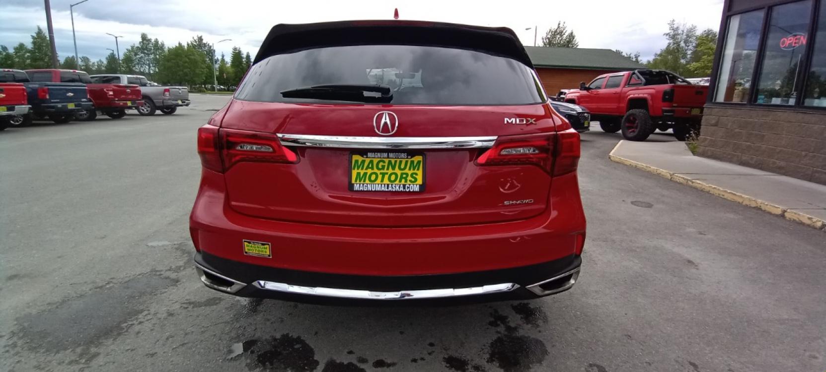 2018 Red Acura MDX 9-Spd AT SH-AWD w/Advance Package (5J8YD4H89JL) with an 3.5L V6 SOHC 24V engine, 9A transmission, located at 1960 Industrial Drive, Wasilla, 99654, (907) 376-5555, 61.573475, -149.400146 - Photo #4