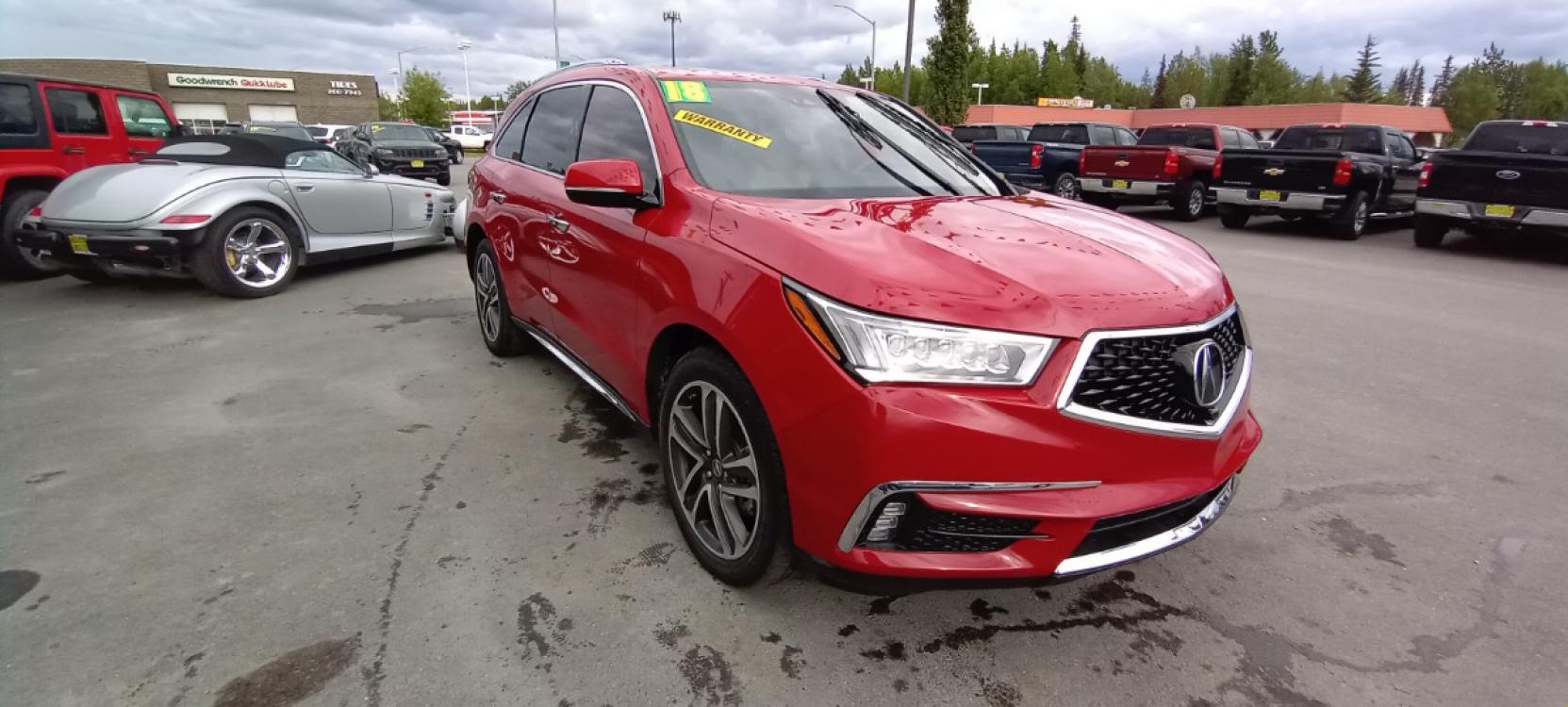 2018 Red Acura MDX 9-Spd AT SH-AWD w/Advance Package (5J8YD4H89JL) with an 3.5L V6 SOHC 24V engine, 9A transmission, located at 1960 Industrial Drive, Wasilla, 99654, (907) 376-5555, 61.573475, -149.400146 - Photo #7