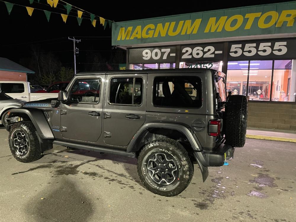 2021 Gray /Black Jeep Wrangler Unlimited Unlimited Rubicon 4XE (1C4JJXR66MW) with an 2.0L L4 DOHC 16V HYBRID engine, 8A transmission, located at 44152 Sterling Highway, Soldotna, 99669, (907) 262-5555, 60.484917, -151.062408 - Photo #0