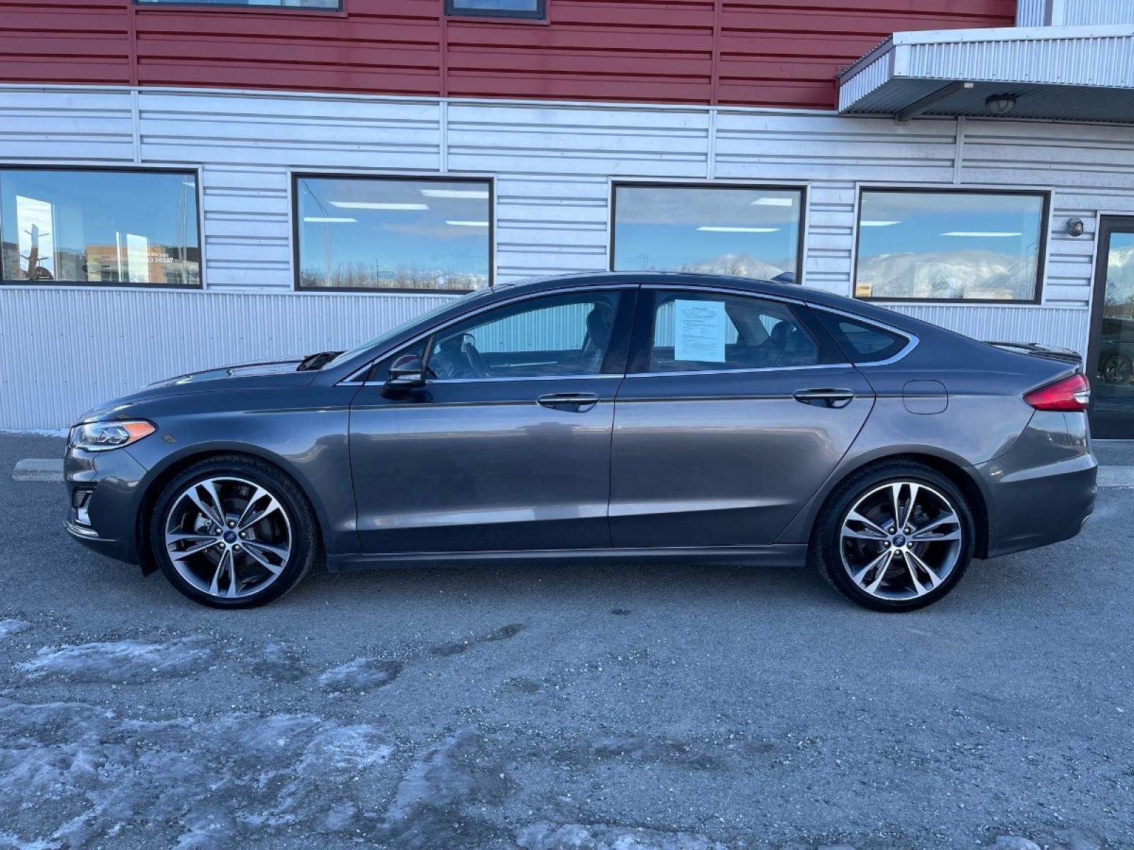 2020 Gray /Black Ford Fusion Titanium AWD (3FA6P0D92LR) with an 2.0L L4 DOHC 16V engine, 6A transmission, located at 44152 Sterling Highway, Soldotna, 99669, (907) 262-5555, 60.484917, -151.062408 - Photo #2