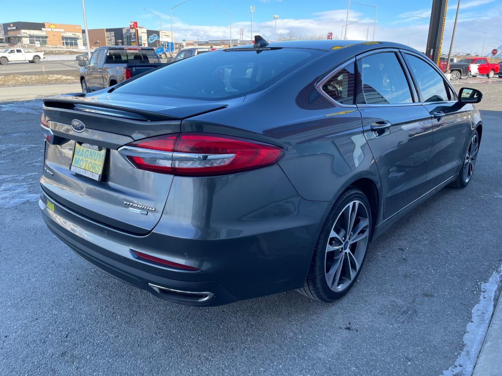 2020 Gray /Black Ford Fusion Titanium AWD (3FA6P0D92LR) with an 2.0L L4 DOHC 16V engine, 6A transmission, located at 44152 Sterling Highway, Soldotna, 99669, (907) 262-5555, 60.484917, -151.062408 - Photo #5