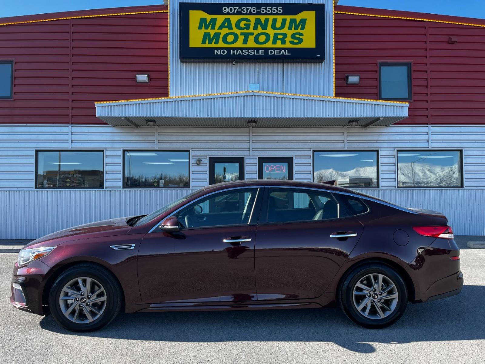 2020 Burgundy Kia Optima LX (5XXGT4L37LG) with an 2.4L L4 DOHC 16V engine, 6A transmission, located at 44152 Sterling Highway, Soldotna, 99669, (907) 262-5555, 60.484917, -151.062408 - Photo #1