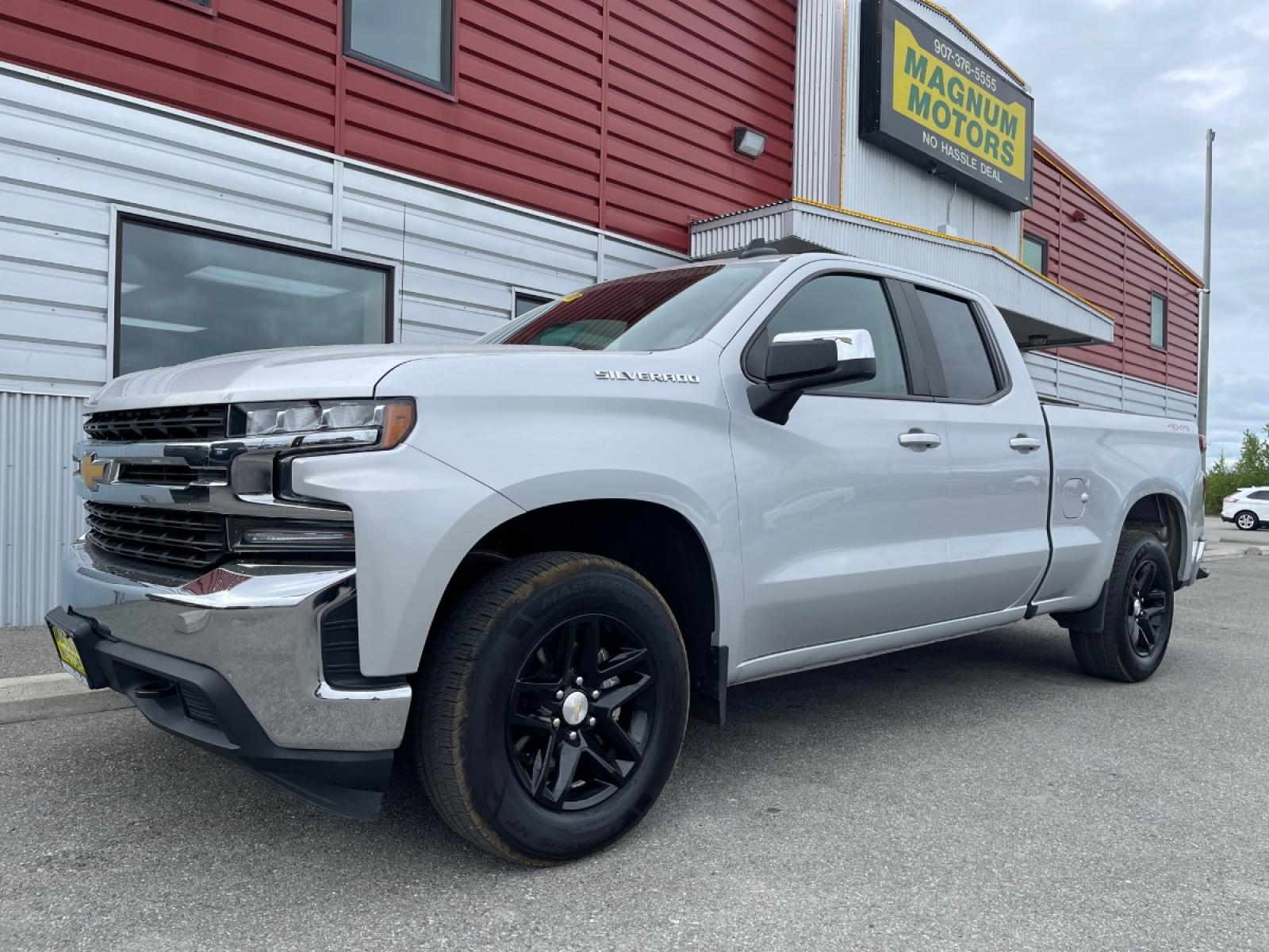2020 Silver /Black Chevrolet Silverado 1500 LT Double Cab 4WD (1GCRYDED8LZ) with an 5.3L V8 OHV 16V engine, 6A transmission, located at 44152 Sterling Highway, Soldotna, 99669, (907) 262-5555, 60.484917, -151.062408 - Photo #0