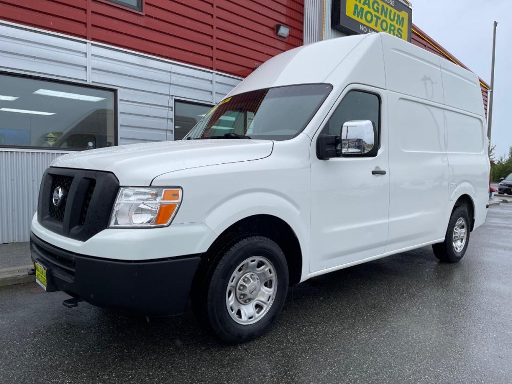 2019 White /Gray Nissan NV Cargo 2500 HD SV V8 High Roof (1N6AF0LY0KN) with an 5.6L V8 DOHC 32V engine, 5A transmission, located at 1960 Industrial Drive, Wasilla, 99654, (907) 376-5555, 61.573475, -149.400146 - Photo #0