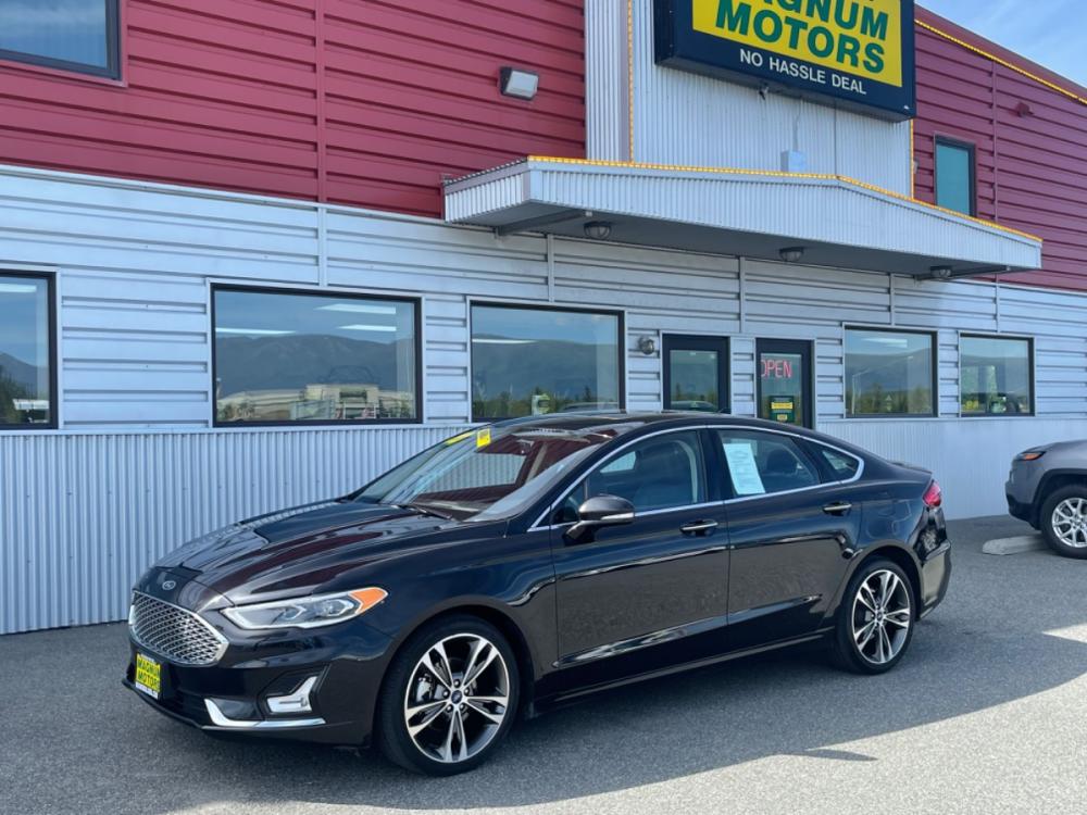2020 Black /black Ford Fusion Titanium AWD (3FA6P0D94LR) with an 2.0L L4 DOHC 16V engine, 6A transmission, located at 1960 Industrial Drive, Wasilla, 99654, (907) 376-5555, 61.573475, -149.400146 - Photo #0