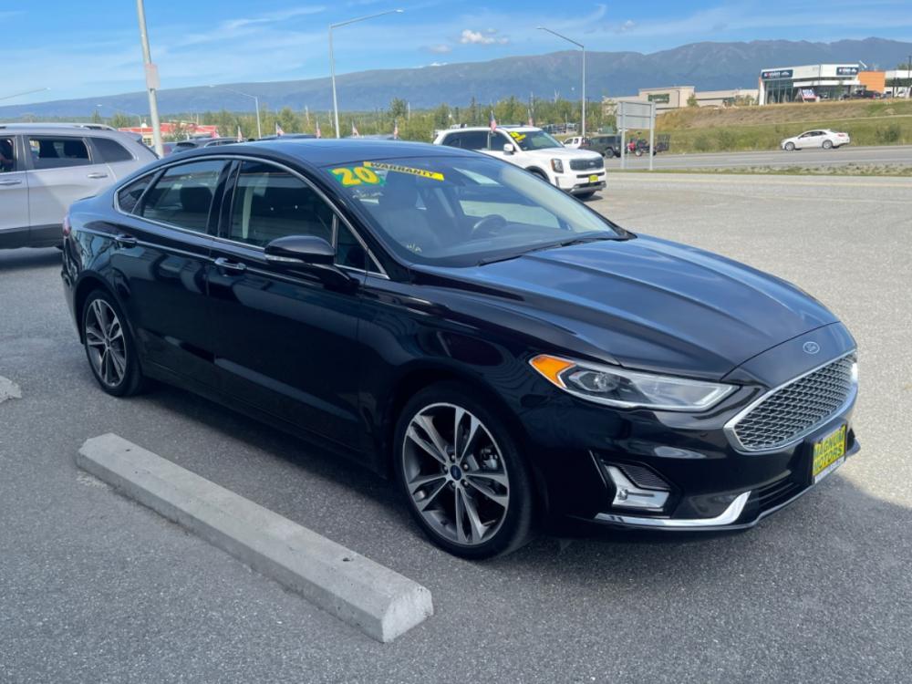 2020 Black /black Ford Fusion Titanium AWD (3FA6P0D94LR) with an 2.0L L4 DOHC 16V engine, 6A transmission, located at 1960 Industrial Drive, Wasilla, 99654, (907) 376-5555, 61.573475, -149.400146 - Photo #4