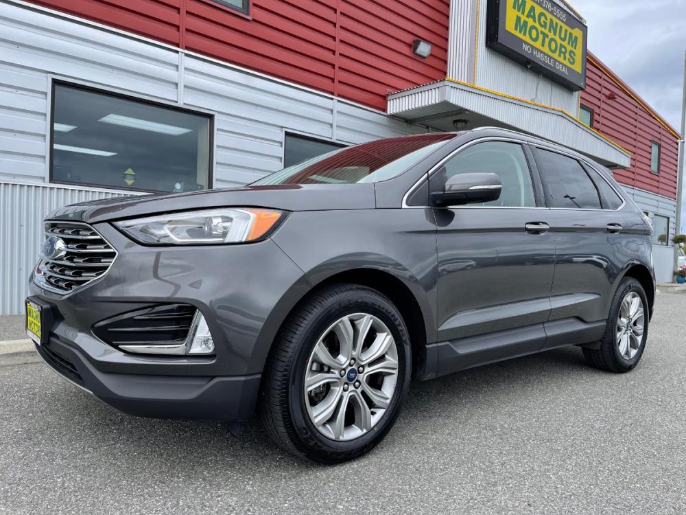 2019 Gray /Black Ford Edge Titanium AWD (2FMPK4K96KB) with an 2.0L L4 DOHC 16V engine, 6A transmission, located at 44152 Sterling Highway, Soldotna, 99669, (907) 262-5555, 60.484917, -151.062408 - Photo #0