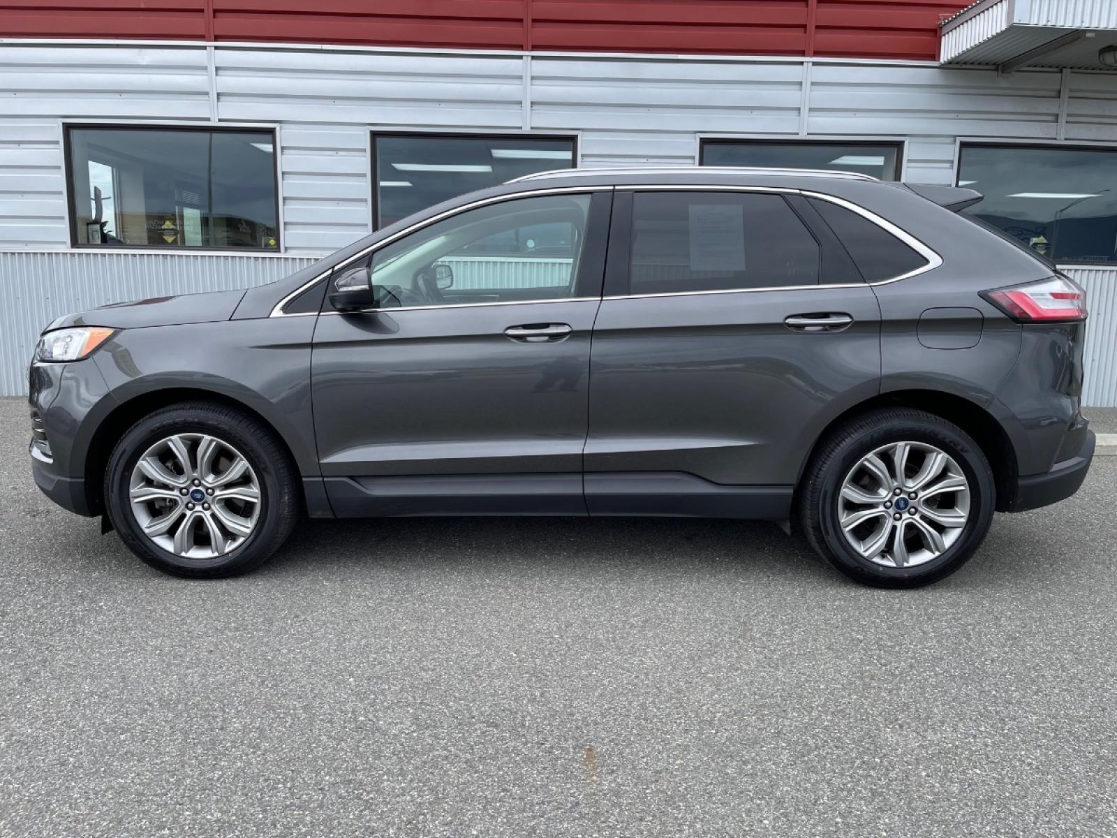 2019 Gray /Black Ford Edge Titanium AWD (2FMPK4K96KB) with an 2.0L L4 DOHC 16V engine, 6A transmission, located at 44152 Sterling Highway, Soldotna, 99669, (907) 262-5555, 60.484917, -151.062408 - Photo #1
