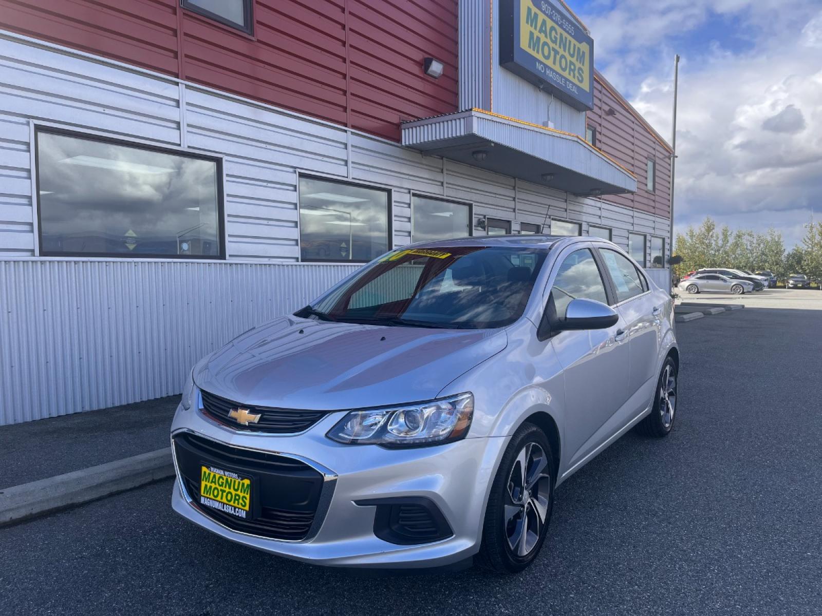 2020 Silver /gray Chevrolet Sonic Premier Auto Sedan (1G1JF5SB2L4) with an 1.4L L4 DOHC 24V TURBO engine, 6A transmission, located at 44152 Sterling Highway, Soldotna, 99669, (907) 262-5555, 60.484917, -151.062408 - Photo #0