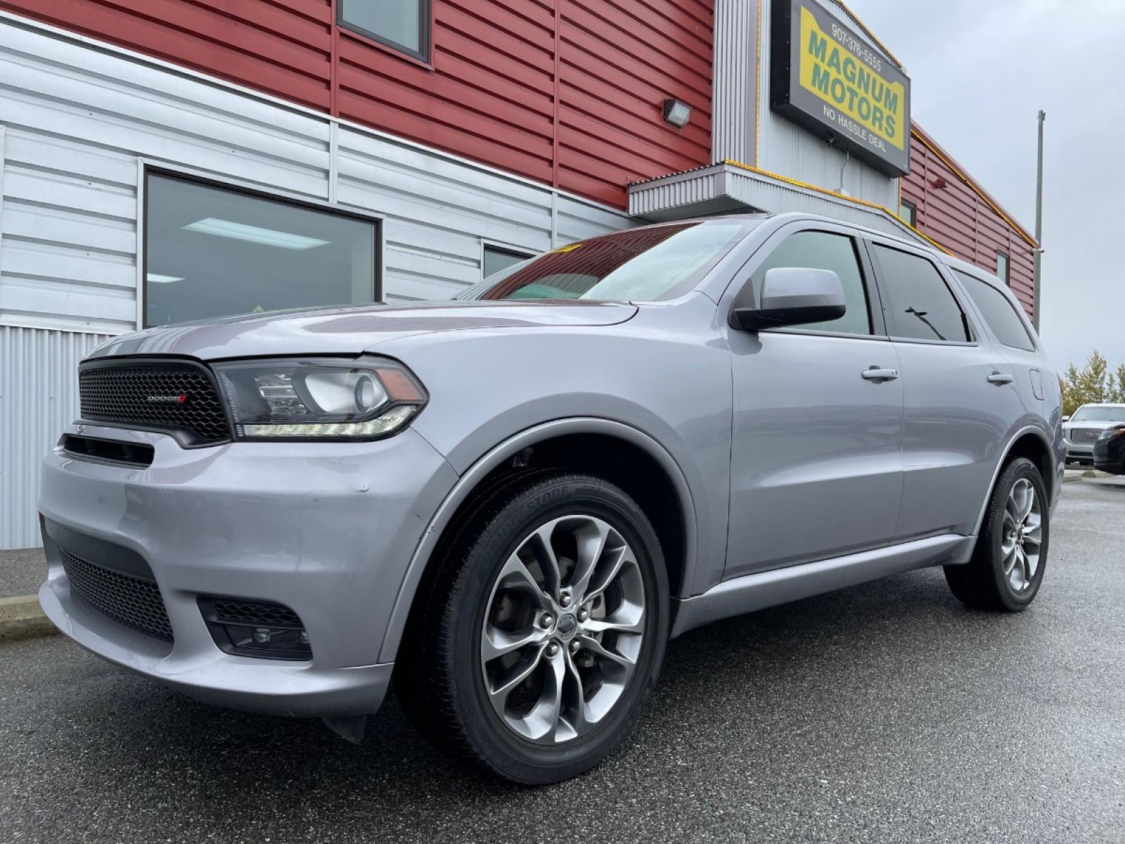 2020 Silver /Black Dodge Durango GT AWD (1C4RDJDG5LC) with an 3.6L V6 DOHC 24V engine, 8A transmission, located at 1960 Industrial Drive, Wasilla, 99654, (907) 376-5555, 61.573475, -149.400146 - Photo #0