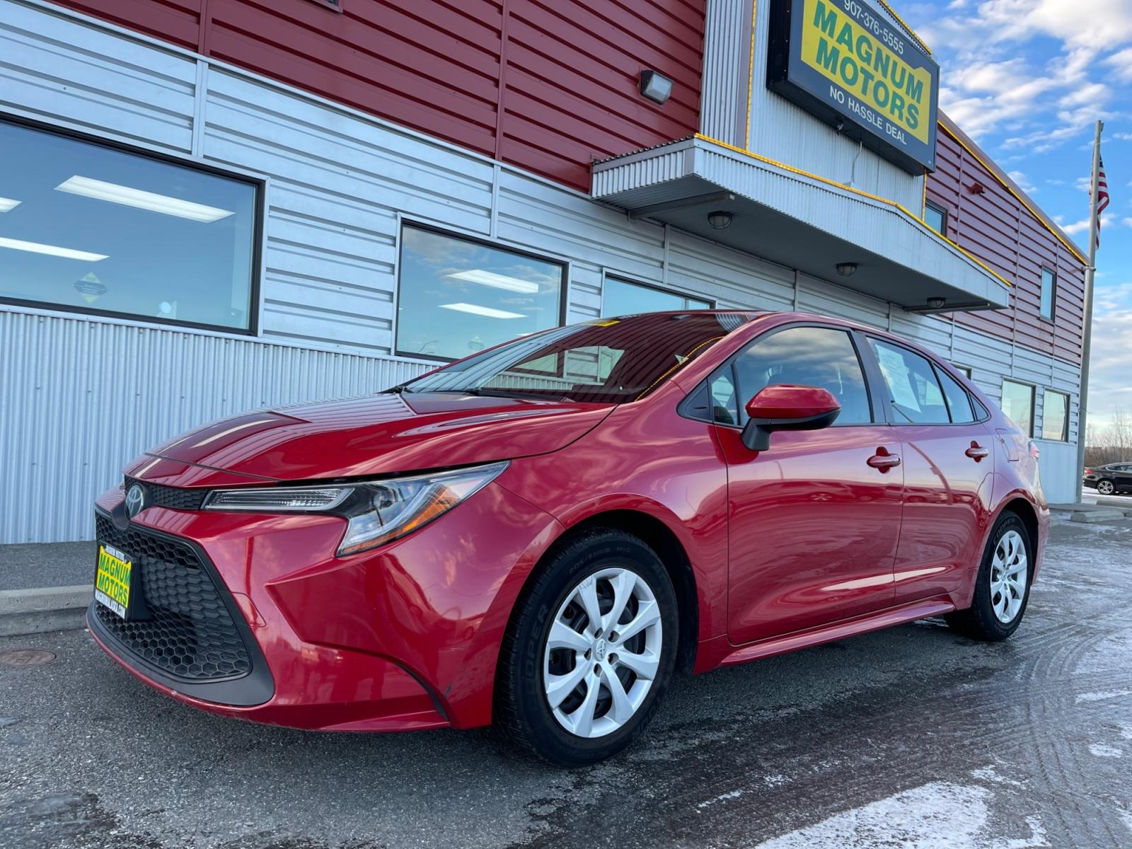 2020 Red /Black Toyota Corolla LE (JTDEPRAEXLJ) with an 1.8L L4 DOHC 16V engine, CVT transmission, located at 1960 Industrial Drive, Wasilla, 99654, (907) 376-5555, 61.573475, -149.400146 - Photo #0
