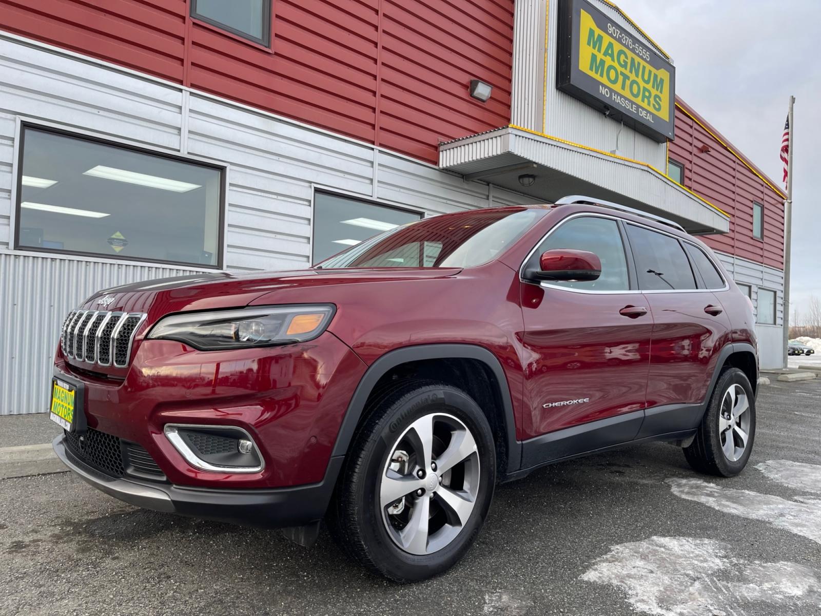 2021 Red /Black Jeep Cherokee Limited 4WD (1C4PJMDX7MD) with an 3.2L V6 DOHC 24V engine, 9A transmission, located at 1960 Industrial Drive, Wasilla, 99654, (907) 376-5555, 61.573475, -149.400146 - Photo #0