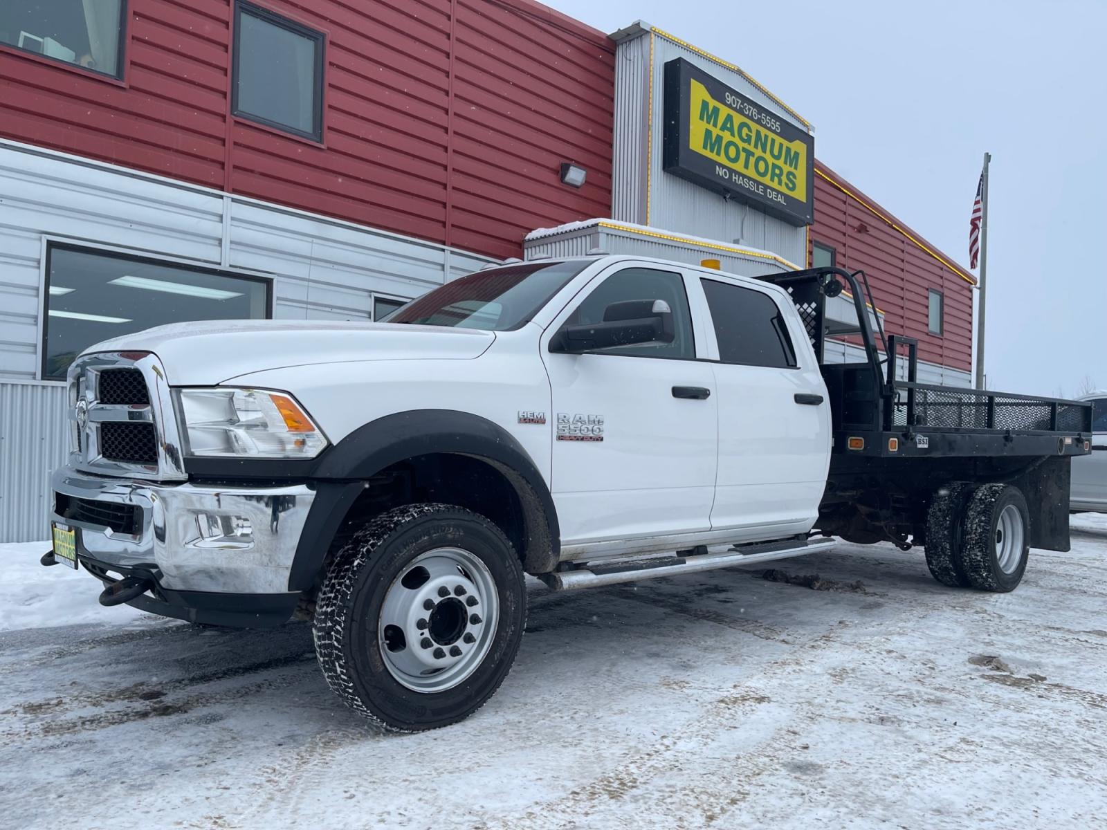 2017 White /Gray RAM 5500 Crew Cab LWB 4WD DRW (3C7WRNFJ5HG) with an 6.4L V8 OHV 16V engine, Automatic transmission, located at 44152 Sterling Highway, Soldotna, 99669, (907) 262-5555, 60.484917, -151.062408 - Photo #0