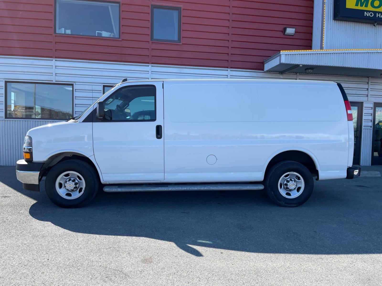 2020 White /Gray Chevrolet Express 2500 Cargo (1GCWGAFG9L1) with an 6.0L V8 OHV 16V FFV engine, 6A transmission, located at 1960 Industrial Drive, Wasilla, 99654, (907) 376-5555, 61.573475, -149.400146 - Photo #1
