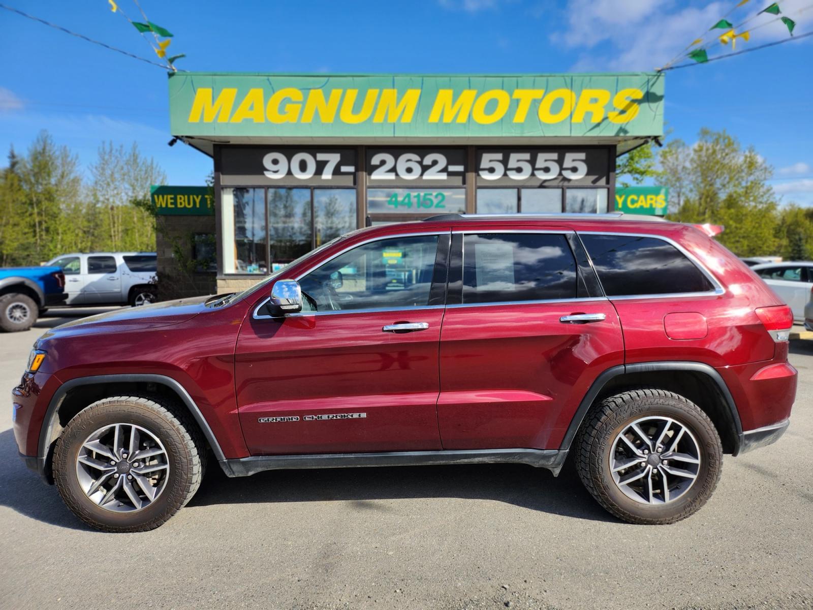 2019 Red /Black Nappa leather Jeep Grand Cherokee Limited 4WD (1C4RJFBG5KC) with an 3.6L V6 DOHC 24V engine, 8A transmission, located at 44152 Sterling Highway, Soldotna, 99669, (907) 262-5555, 60.484917, -151.062408 - JEEP GRAND CHEROKEE LIMITED 4X4 Exterior Color: Velvet Red Pearl–Coat Exterior Paint Interior Color: Black Interior Color Interior: Leather Trim Seats with Perforated Inserts Engine: 3.6–Liter V6 24–Valve VVT Engine Transmission: 8–Speed Automatic Transmission Advanced Multistage F - Photo #3