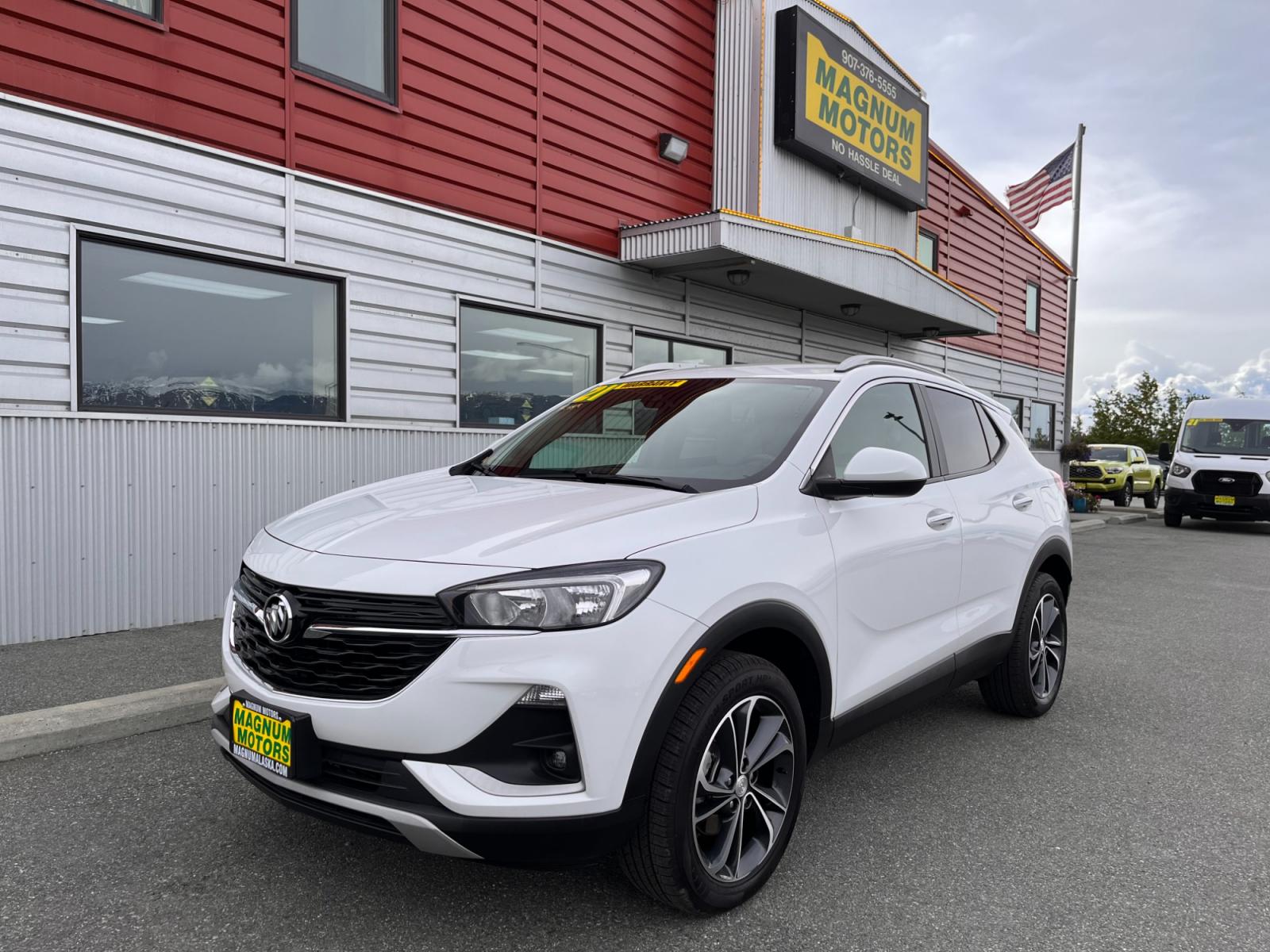 2021 White /white Buick Encore GX Select AWD (KL4MMESL0MB) with an 1.3L L3 TURBO engine, 9A transmission, located at 44152 Sterling Highway, Soldotna, 99669, (907) 262-5555, 60.484917, -151.062408 - Photo #0