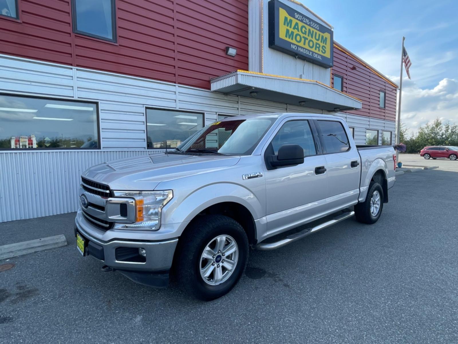 2018 Silver Ford F-150 XLT SuperCrew 5.5-ft. 4x4 (1FTEW1E52JF) with an 5.0L V8 OHV 32V engine, 6A transmission, located at 44152 Sterling Highway, Soldotna, 99669, (907) 262-5555, 60.484917, -151.062408 - Photo #1