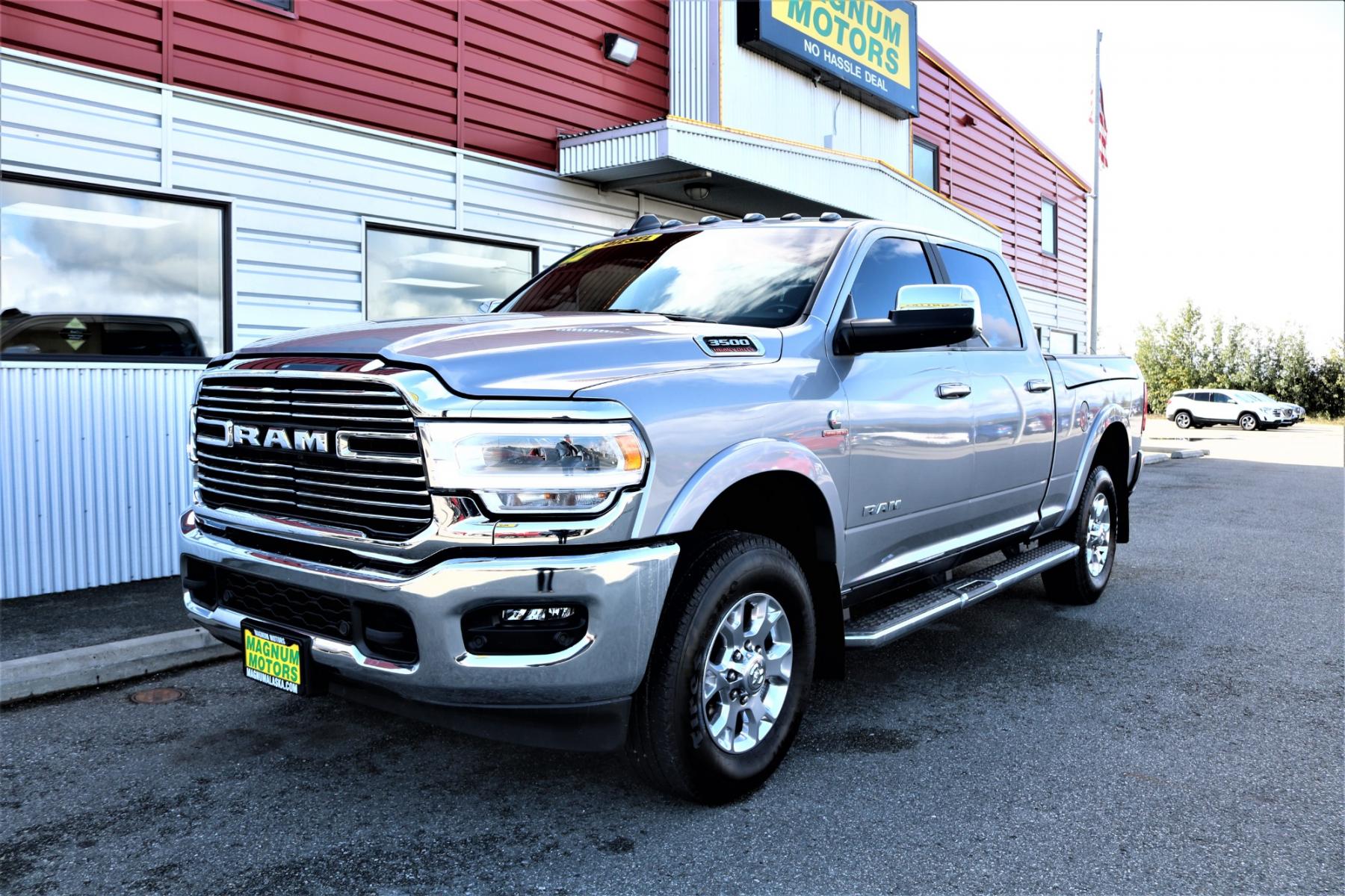 2022 Gray /Black leather RAM 3500 Laramie Crew Cab SWB 4WD (3C63R3EL7NG) with an 6.7L L6 OHV 24V TURBO DIESEL engine, 6A transmission, located at 1960 Industrial Drive, Wasilla, 99654, (907) 376-5555, 61.573475, -149.400146 - Photo #0