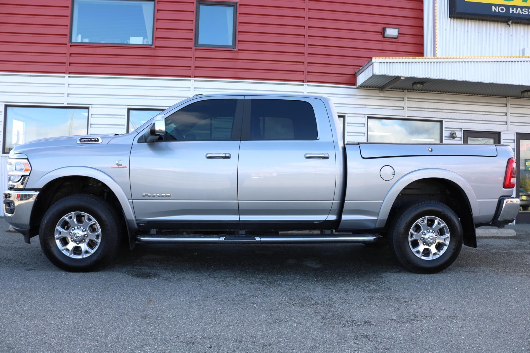 2022 Gray /Black leather RAM 3500 Laramie Crew Cab SWB 4WD (3C63R3EL7NG) with an 6.7L L6 OHV 24V TURBO DIESEL engine, 6A transmission, located at 1960 Industrial Drive, Wasilla, 99654, (907) 376-5555, 61.573475, -149.400146 - Photo #1