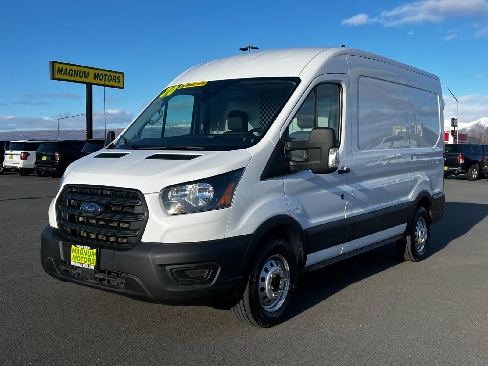 2020 White /Black Ford Transit 350 Van Med. Roof w/Sliding Pass. 148-in. WB (1FTBW2C86LK) with an 3.5L V6 DOHC 24V engine, 6A transmission, located at 1960 Industrial Drive, Wasilla, 99654, (907) 376-5555, 61.573475, -149.400146 - Photo #0